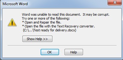 Microsoft Word Corrupt File Repair